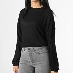 Nouveau 🧨 Haut Crop Manches Longues Femme Lucca Noir de Only ❤️ -Promos Only Boutique only 346764 15274373 BLACK BLACK MEL 20221108T135032 03