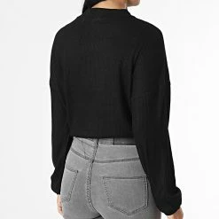 Nouveau 🧨 Haut Crop Manches Longues Femme Lucca Noir de Only ❤️ -Promos Only Boutique only 346764 15274373 BLACK BLACK MEL 20221108T135033 04