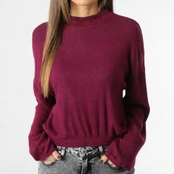 Bon marché ❤️ Haut Crop Manches Longues Femme Lucca Violet de Only 🤩